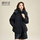 Snow Flying Down Jacket Women's Short Hooded Winter New Basic Small Bread Jacket Warm Thick Jacket Black M