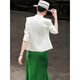 Lanser's new summer 2025 style high-end commuter suit top waist-hugging short satin blazer for women white S