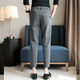 Jesons summer pants men's casual pants straight drooping pinnacle suit pants slim foot business casual pants trousers K723 black (crop pants) 32
