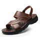 Yierkang Prince Sandals Sandales Men's Sole Sole Véritine Cuir Casual Beach Chaussures Les hommes portent des sandales de papa à double usage non glissées Men 12129 Yellow-Brown 38