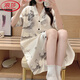 Langsha Sommer-Stricksalz-Nachthemd mit Brustpolstern lose und schlanker chinesischer Stil bedrucktes süßes und sexy Kleid-Pyjamas mittelgroß 5155 Nachthemd mit Brustpolstern] M empfohlen 80-95 Jin [Jin gleich 0,5 kg]]