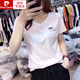 Pierre Cardin V-Ausschnitt kurzärmeliges T-Shirt für Frauen lose Baumwollbasis-Hemd-Schulter-Top 2025 Neue Sommer-Ins Trendy halbärmelige T-Shirt V-Ausschnitt KC693 White M.