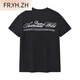 FR.YH.ZH Herculesen summer front shoulder slim short sleeve half sleeve design printed T-shirt round neck trendy versatile muscle top Jo1 front shoulder white short sleeve (back picture D9926) M Recommended (100-130Jin [Jin equals 0.5 kg])
