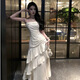 
Ershan Ji French evening dress female celebrity temperament banquet white niche suspender fishtail dress adult gift birthday robe apricot color suspender fishtail dress M