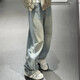 Adidas Clover Women's Pants 2025 Spring New Product Wide-Level Washed Denim Sport Pants Scimitar Pants JX9212 JX9214 Dark Blue_Gradial 30
