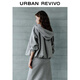 UR2025 autumn new women's clothing simple casual hooded drawstring zipper jacket UWH150051 flower gray S
