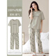Yalu 2025 Nuevo pijama para mujeres en verano se pueden usar pantalones de manga corta de algodón puro en el exterior. Traje de ropa casera casual YZT9713 L [recomendado 100-120 Jin [Jin equivale a 0,5 kg] desgaste]