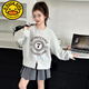G. Duckkids Girls Girls Sweatshirt Frühling und Herbst 2025 Neue Kinder Frühlingsrunde Hals -Buchstaben Tops Girls Frühlingskleidung Junior High School Schüler gelb [2503 Buchstaben bedrucktes Sweatshirt] CM 120