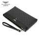 FALAMAONE Luxury Men's Handbag Men's New 2025 Light Luxury Business Clutch High-end Leather Zipper Handbag Black