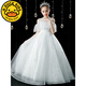 G.DUCKKIDS Girls Dress Flower Girls Wedding Little Girls Wedding Piano Playing Performance Clothes Children's High-end Host Princess Dress 692009 White [Follow + Crown] 150 cm Suitable for 140-150cm Ages 9-10 years