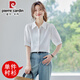 Pierre cardin simple temperament short-sleeved shirt for women 2025 summer thin lapel commuter professional suit small casual women's shirt 9902 white shirt single piece S 85-95Jin [Jin equals 0.5 kg]