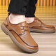 Lee Xiang International Light Luxury Brand Punched Breathable Outdoor Stroll Shoes Wear-resistant Beef Tendon Sole Hollow Men's Casual Leather Shoes Genuine Black Leather Shoes (Single-layer Cowhide) 38
