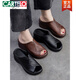 Cartelo Summer grueso Suele grueso Sandalias Mamá de vaca Pescado externo Descripción de la boca de pescado Femenino Sandalias retro Tos abiertas zapatos para mujeres Color Color 35