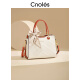 CNOLES【新品】橘子奶昔妈妈手提包新款单肩包包 白配橙+红色礼盒_【母亲节送礼】
