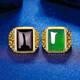 MHFDO Old Phoenix 999 full gold plated ring men's chrysoprase gemstone black agate ring men's fashion live egg-shaped green ring