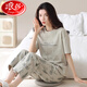 
LangSha 2025 new pajamas for women in summer light and loose cotton short-sleeved trousers for casual home clothing cover YZT9720 [100% cotton] M [Suggested 80-100Jin [Jin equals 0.5 kg] to wear]