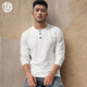 Enlightenment 280G heavy-weight Henley shirt men's long-sleeved T-shirt Henley collar slim-fit pure cotton solid color bottoming shirt for autumn and winter outer wear off-white M (100-130Jin Jin is equal to 0.5 kg)