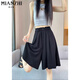 Cotton ice silk high waist wide-leg shorts for women in summer thin 2025 new loose mid-sized pants five-point pants casual pants for women 1560 salty green [high quality 18.5] 3XL 140-150Jin [Jin equals 0.5 kg]