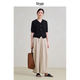 Original travel ltyp fake placket sweater new minimalist and versatile casual V-neck pullover short-sleeved top for women autumn classic black S