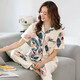 Fhhuabd mittleren Alters Pyjamas für Frauen im Sommer im Sommer reines Baumwoll-Kurzärmel-Hosen Strickjacken Blumenmutter Stil Lose mittleren und älteren Heimkleidung Q9928# M (80-105jin [Jin gleich 0,5 kg] Verschleiß)