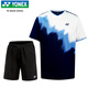 Yonex Yonex Badminton Traje Competition Capacitación de manga corta 110145bcr azul marino + set de pantalones cortos negros o