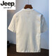 JEEP SPIRIT100棉夏季短袖T恤男纯棉宽松半开衫休闲亨利领白色百搭五分袖衣服 白色 【5K612】 XL 适合140-160斤穿