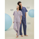Hengyuanxiang couple pajamas for women cool short-sleeved men's residence clothes can be worn outside in summer thin suit 16862A men's style L