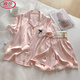 
LangSha (LangSha) ice silk pajamas for women in spring and summer thin cool shorts ins sweet lace lace home clothing set YFY-9904 [high-quality silky fabric] M [recommended 80-100Jin [Jin equals 0.5 kg]]