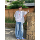 
7 best products ripped jeans men summer American retro wide-leg pants loose straight wash scimitar long pants men JZNZ-T673 light blue L