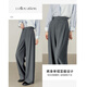 Shangdubila Pantalon décontracté en laine en laine haute pour les femmes en automne de viande plissée lâche chair cachée pour les donner à un pantalon de banlieue mince mince pantalon de banlieue mince