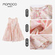 Mamimaca Momoco Girls Sommer reines Baumwollkleid Sommer Neues atmungsaktives Blumen -Baumwollkleid voller Druck 140
