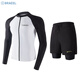 TRAVEL BUDDIESbarrel swimsuit men's surf suit split quick-drying tight jellyfish snorkeling suit wetsuit long-sleeved trousers direct sale men's pure white (cardigan) top + black trousers two-piece set 2XL (150-170Jin Jin equals 0.5 kg) One size fits all