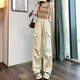 Pantalon de travail de dopamine simple décontractée pour les femmes en printemps et en été cordon hip-hop mince-feel large pantalon de plancher