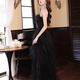 Thé xiao une robe de soirée noire 2025 Nouveau style femelle banquet dames robe niche jour adulte cadeau photo principale m