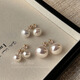 Bai Qixin Pearl Earrings S925 Silver Needle French Oblate Steamed Bun Earrings Women's Light Luxury High-end Earrings and Earrings for Your Girlfriend Oblate Steamed Bun Pearl Earrings 10mm
