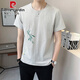 Pierre Cardin New Chinese Style V-Neck kurzärmeliges T-Shirt für Herren Summer Leinen 2025 Neuer atmungsaktives Bambus-halbärmelige Herren-T-Shirt 9856 Khaki M (ca. 90 ~ 105 Jin [Jin gleich 0,5 kg] kann getragen werden)