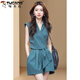 Woodpecker (TUCANO) cotton niche vest shorts goddess suit 2025 summer new style dignified fashion age-reducing two-piece set 5247 blue L [Suggested 105-115Jin [Jin equals 0.5 kg]]