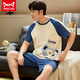 Catman Miiow Pajamas Summer de algodón puro de algodón puro pantalones cortos de manga corta en ropa de hogar verde para el hogar