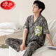Langsha Puerto de algodón puro de los hombres pantalones de verano Ropa para el hogar 2025 Nuevo dibujos animados de tamaño grande Set Full Manges A695 [Pure Cotton Men's Suit] L Hombres