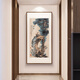 Xuanmutang entrance decorative painting New Chinese style ink landscape painting hanging painting study living room tea room corridor aisle entrance landscape painting Zhang Daqian <Landscape Tune> Finished product width 60cm * height 120cm walnut color (solid wood right angle frame)