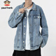 Paul Frank Jacket Men's Denim Clothes Autumn Loose Workwear Jacket Men's Trendy Retro Top Light Blue XL