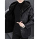 Playboy (PLAYBOY) Hooded Fur Grained Sheep Velvet Coated Fur One-piece Jacket Men's Thickened Reversible Shearling Leather Jacket Black (Reversible) 3XL Approximately 150-170Jin Jin is equal to 0.5 kg