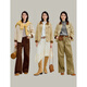 
InMAN (INMAN) Bane style imitation denim jacket 2025 autumn women's new 100 cotton drop-roller sleeve loose top light khaki M