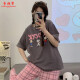 KNFN睡衣女2024年新款夏季纯棉短袖长裤薄款韩版宽松可外穿家居服套装 6625爱心小熊 M 码80-100斤