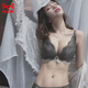 猫人文胸性感蕾丝内衣女士小胸厚聚拢侧收收副乳防下垂无钢圈显大套装 绿色套装 70A 32B