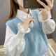2025 new sweater women's vest vest sweater spring and autumn waistcoat loose and stylish age-reducing versatile top 1047 blue XL recommended 121 Jin Jin equals 0.5 kg -135 Jin Jin equals 0.5 kg