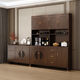 Juwanjia wood solid wood sideboard integrated wall cabinet new Chinese style wine cabinet living room storage cabinet tea cabinet kitchen storage cupboard walnut color multi-function cabinet 105*40*200cm