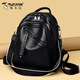 Specht Leder Rucksack große Kapazität Frauen Mode Mode Fashion Frauen Rucksack Kopfschicht Cowide Reisetasche Frauen Schwarz