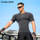 MOEA quick-drying fitness clothes for men 2025 summer sports short-sleeved running breathable tight T-shirt cycling clothes black L 175/96A/L tight fit