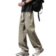 Sept pantalons de soie de glace d'été Wolf pour hommes minces minces pantalons droits en vrac pour hommes pour un pantalon à séchage rapide décontracté pour hommes pour hommes K6636 Green militaire L environ 110 ~ 130jin [Jin est égal à 0,5 kg] peut être porté